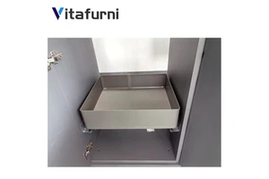 Vitafurni New Arrivals Kitchen Cabinet Accessories Metal Pull Out Drawer Organizer Slide Tray Shelf Square Grey Storage Basket