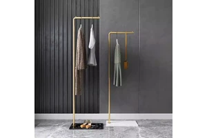 Modern Design Living Room Iron Double Tier Glossy Finish Coat Rack Vertical Household Multifunction Clothing Organizer Coat Rack