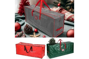 Large Foldable Christmas Tree Storage Bag Durable Reinforced Handles Dual Zipper Waterproof Material Protects Dust Bag