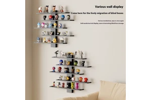Multi-Layer Carbon Steel Wall Mounted Storage Rack for Living Room Decor with Small Ornaments & Dolls Figures Includes Blind Box