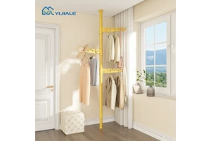 YIJIALE In Stock OEM/ODM Telescopic 3 Wings Clothes Rack Punch-Free Easy Installation Thickened Tube Entryway Clothing Rack