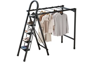 Multifunctional Single-Tier Wall-Mounted Folding Dry Rack Strong Suction Cup Punch-Free Retractable Feature for Clothes Shoes