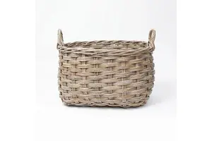 Large Woven Rattan Multifunctional Storage Baskets with Handles for Kitchen and Garden Storage Shelves and Blankets Organization