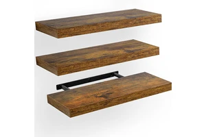 Three-piece Floating Shelves, Decorative Wall Racks for Bathrooms, Living Rooms, Bedrooms and Kitchens, with Hidden Supports