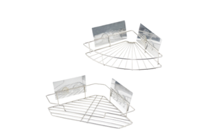Self Adhesive Punch Free Stainless Steel Storage Organizer Stick Storage Rack For Kitchen Bathroom Wall