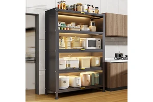 Modern Home Storage Organization Steel Kitchen Cabinet with 5 Shelves & 4 Drawers Powder Coated Finish for Durable Home Use