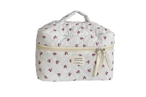 Lovely Quilted Cosmetic Bag Floral Home Office Stationery Pouch Portable Large Capacity Travel Toiletry Storage Bag Daily