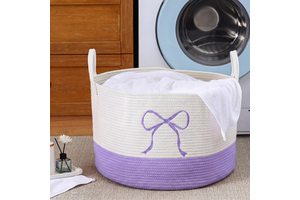 Laundry Basket With Bow Hamper Hamper 15 X 17.7 Inches Toy Box Large Coquette For Blanket Toys Clothes Organization