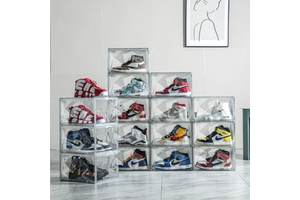 Custom Shoe Box Stackable Acrylic Shoe Box Magnetic clear Shoe Boxes Stackable