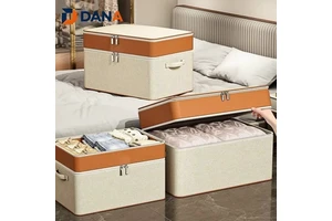 DANA Extra Large Storage Bag with Lid New Two-layer Non-woven Storage Bag Foldable Clothing Storage Box Household