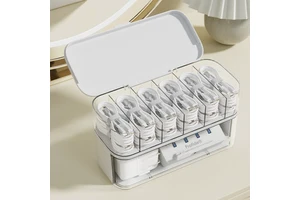 Plastic Desktop Cable Organizer Box Clear Cord Storage Cable Management Bin Charger & Wire Storage Container for Home Office