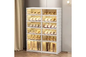 BSCI Factory Wholesale Shenghoo Brand Foldable Rectangle Plastic Injection Shoe Rack Cabinet 10kg Load Capacity 87x34.5cm