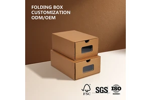 Custom Shoe Drawer Box Logo Printed Flat Pack Paper Packaging Box Corrugated Carton Cardboard Die Cut Folding Kraft Box for Shoe