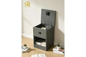 Eco-friendly Hidden Bedside Table Bedroom Hidden Safe Furniture Drawer Storage Secret Bedside Table Night Stand With RFID Lock