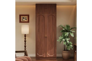 Rustic French Style Steel Wood Grain Color Wardrobe Customizable Bedroom Furniture Clothes Closet Storage Cabinet