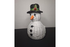Handwoven Two-Piece Snowman Christmas Storage Basket for Holiday Decor & Gift Packaging