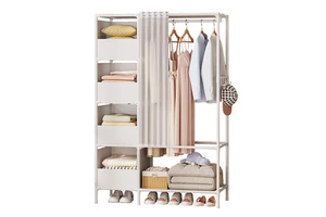 Durable Metal Home Coat Rack Simple Bedroom Storage Wardrobe for Living Room for Foreign Trade Rental Rooms Clothes Closet