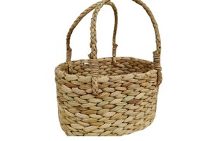 Hand Woven Basket for Plants Jute Spliced Seagrass Rattan Picnic Basket Modern Woven Laundry Storage Basket for Living Room