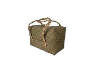 Handwoven Eco-Friendly Water Hyacinth Hanging Storage Basket Braided Handles 6-10L Capacity for Kitchen Wardrobe Tools Clothing