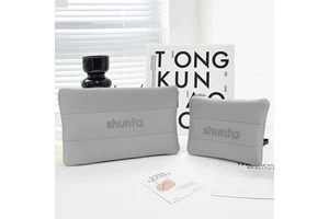 Oem Factory Custom Tpu Logo Neoprene Puffy Purple Bubble Pouch Case Beauty Skincare Storage Scuba Toilet Cosmetic Makeup Bag
