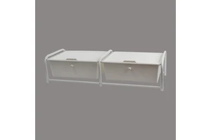 K/D Underbed 2 Modern Storage Drawers with Lid White PP Plastic Rectangle Lacquer Finish 5-10kg Load Capacity