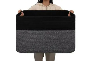 2025 Amazon Best-selling Woven Basket Rectangular Large Storage Basket for Home Clothing Blanket Storage