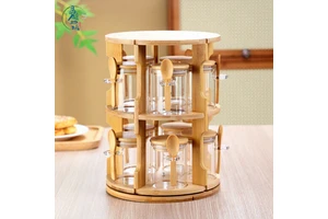 Household Coffee Milk Tea Can Storage Rack Rotating Kitchen Seasoning Can Sorting Rack Storage Rack Can Glass Jars Set