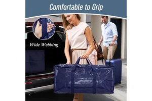 Extra Large Heavy-Duty Single Tier Storage Bag Moving Boxes Zippers Carrying Handles Space-Saving For Bedroom Wardrobe Tools