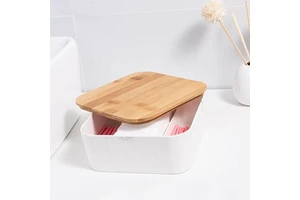 Modern Luxury Design Multi-purpose Bamboo Jewelry Make up Cosmetic Storage Box Organizer with Mirror Lid