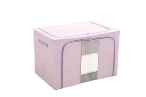 Multipurpose Folding Clothing Organizer Storage Box with Iron Frame Durable Large Capacity Wardrobe Storage Bag