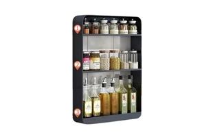 Metal Modern Wall Mounted Single Tier Storage Box Storage Rack for Kitchen and Bathroom