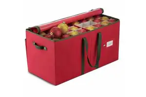 128 Holiday Xmas Decorations Accessories Storage Box Organizer Christmas Ornament Storage Box with Dual Zipper
