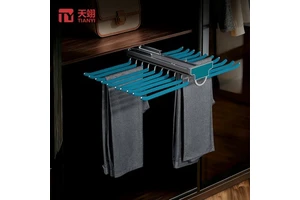 Modern Top Mounted ABS+Steel Metal Double Row Detachable Multi-functional Pants Rack Damper Track Slider Wardrobe Ceiling