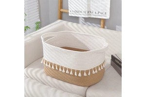 Clothes Boho Storage Basket Bin Custom 3 Set Woven Storage Cotton Rope Basket