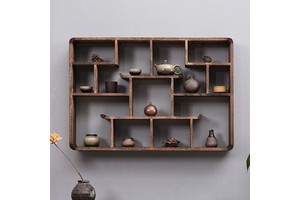 Modern Solid Wood Vertical Lacquered Rope Wall Storage Rack Shelf Partition Multifunction Wall-Mounted Living Room Decoration