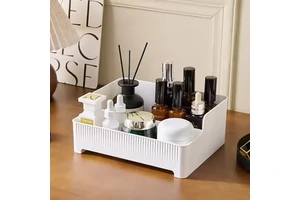 Modern Desktop Plastic Multifunction Storage Box for Cosmetics Bathroom Sink Dressing Table-Lipstick and Skincare Products Rack