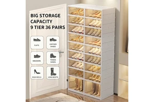 Large Capacity Collapsible Stackable Injection Molded PP Plastic Multifunctional Rectangle Dustproof Cover Foldable Shoe Storage