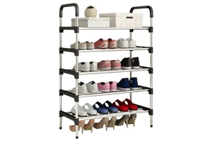 Wholesale Five-Layer Foldable Steel Tube Shoe Rack Household Standing Type Metal Shoe Storage Organization Rack