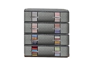 Extra-Large Foldable Clear Window Under Bed Quilt Blankets Comforters Storage Bins Cloth Storage Bags with Strong Handle