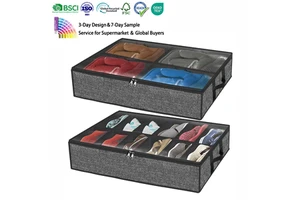Fabric Foldable Shoe Storage Box For Bedroom And Living Room Visible Dust-Proof Moisture-Proof Lid Single Tier For Home Use