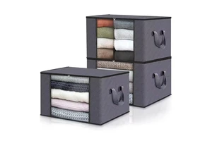 Kzr Fabric Large Clothing Storage Bag with Zipper Folding Wardrobe Storage Bag for Blankets and Bedding