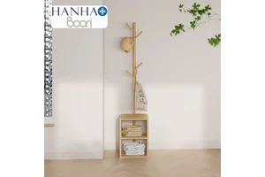 Boori Living Modular Clothes Rack Detachable Wooden Coat Stand with Fabric Organizer and Storage for Bedroom or Living Room