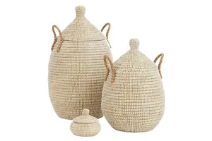 Eco Friendly Hand Woven Lidded Laundry Storage Basket Home From Seagrass With Plastic Wholesale