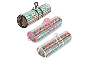 PVC Christmas Zipper Storage Box Holiday Paper Tube Gift Wrap Storage Bag for Organizing Holiday Gifts