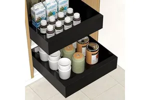 2 Pack Pull Out Cabinet Organizer, Expandable Individual Kitchen Cabinet Adjustable Sliding Storage Shelves Kitchen Accessories
