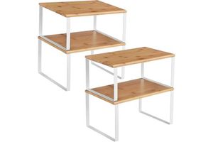 Cabinet Shelf Organizers, Set of 4 Kitchen Counter Shelves, Stackable, Expandable Spice Racks