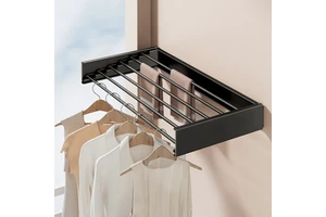 Thicken Laundry Drying Rack Retractable Foldable Wall Mounted Towel Drying Rack Clothes Hanger Collapsible For Indoor Home Use