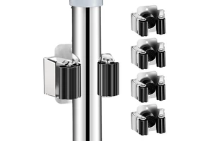 Wall Mounted Utility Rack with Screws Stainless Steel Broom Hanger Mop Holder Rack for Kitchen