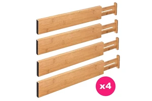 Bamboo Wood Adjustable Drawer Divider Expandable Kitchen Drawer Dividers Organizer Spring Loaded