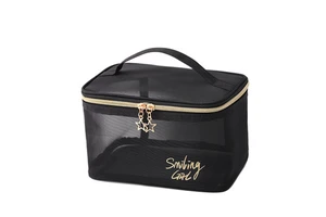 Large Capacity Storage Makeup case Custom logo Professional Portable Handle Mesh Cosmetic Bag for Women Travel